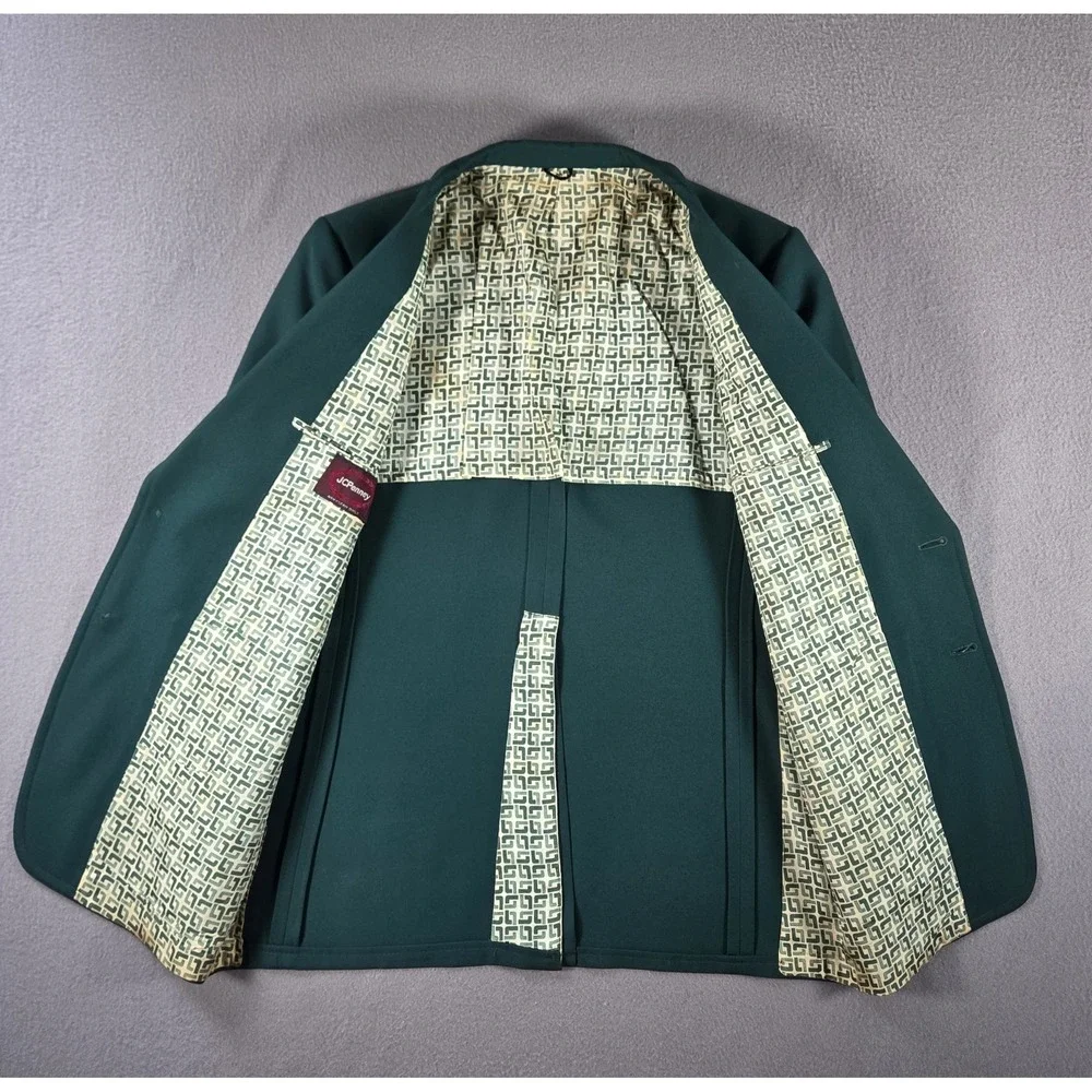 Vintage Leisure Suit Jacket Mens 40R Green JCPenney 70s Disco Mod Blazer
